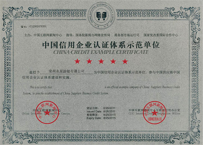 中国信用企业体系认证示范单位